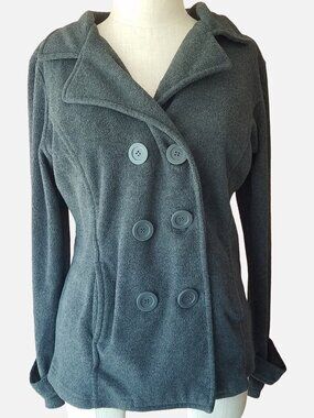 Deb Girls Medium (10-12) Peacoat Coat, Pewter Heather Gray Fleece - M